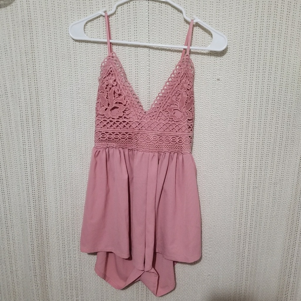 Romper Dusty Rose Lace Top